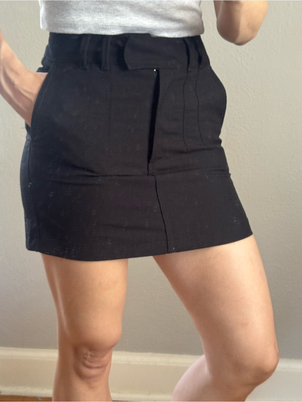 Bershka Black Mini Skirt with Subtle Seam Detail